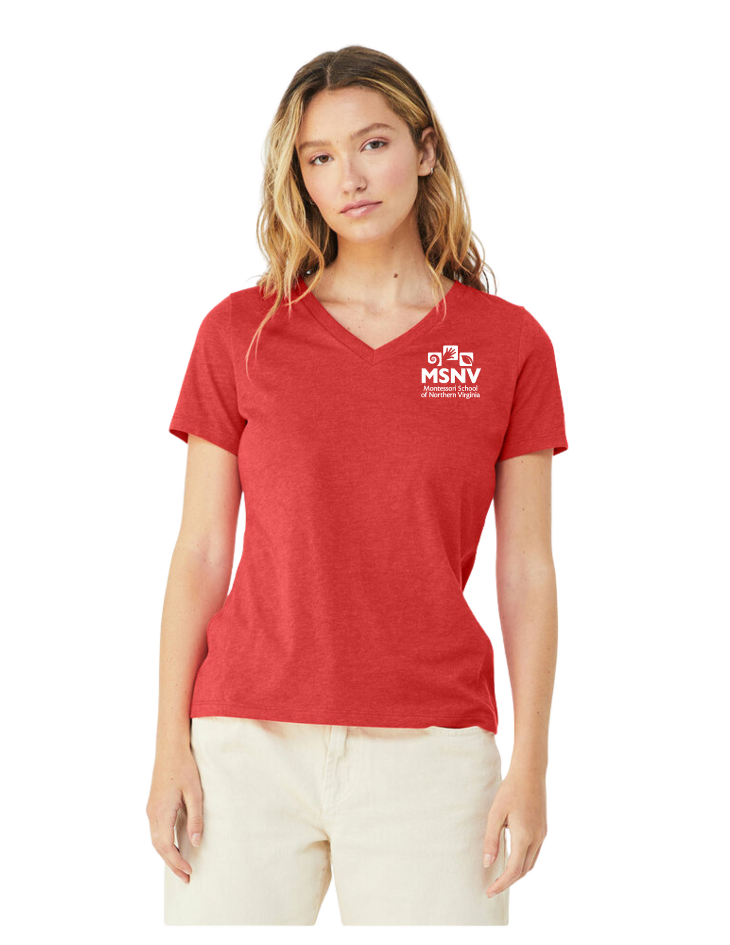 Ladies' V-Neck T-Shirt - Heather Red